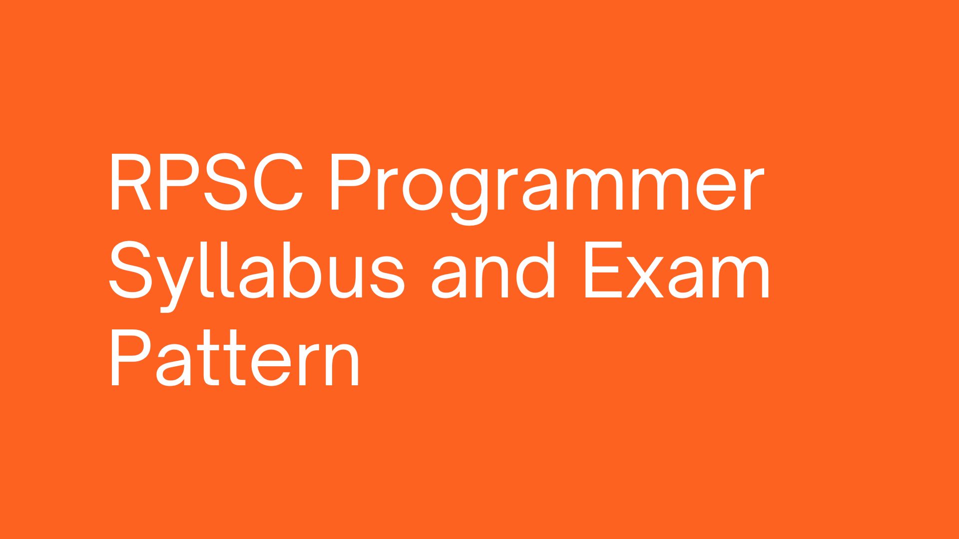 RPSC Programmer Syllabus