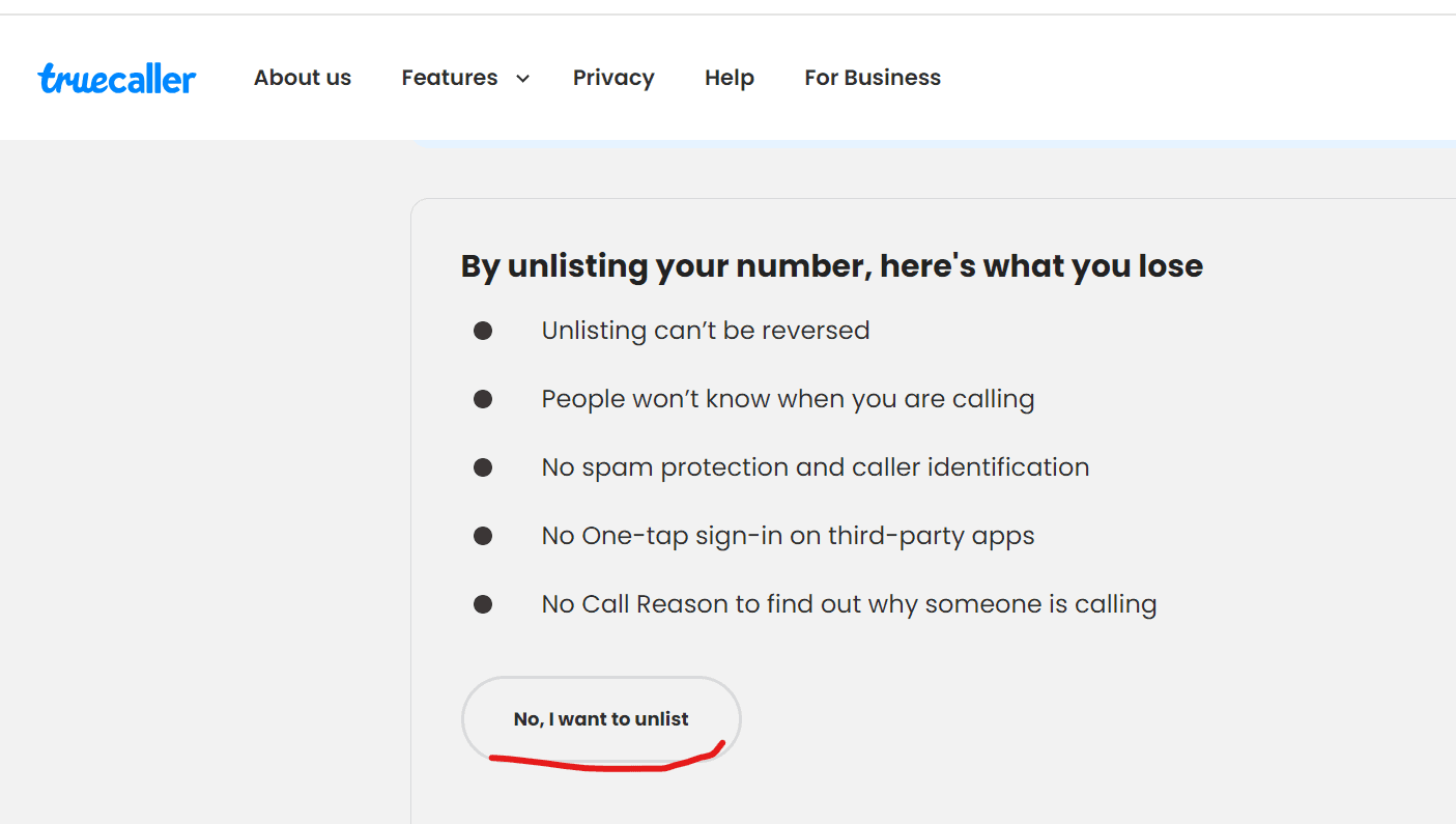 Truecaller Unlist